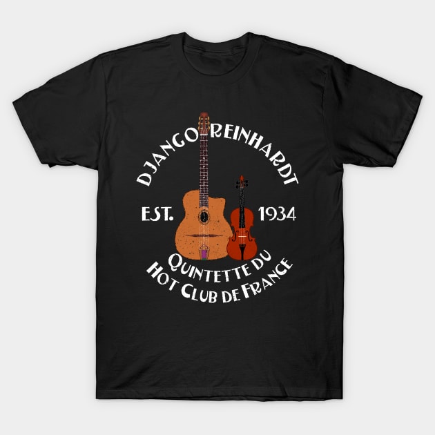 Django Reinhardt & Stephane Grappelli, Quintette du Hot Club de France T-Shirt by Daniel Cash Guitar